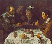 VELAZQUEZ, Diego Rodriguez de Silva y Peasants at the Table (El Almuerzo) r oil painting on canvas